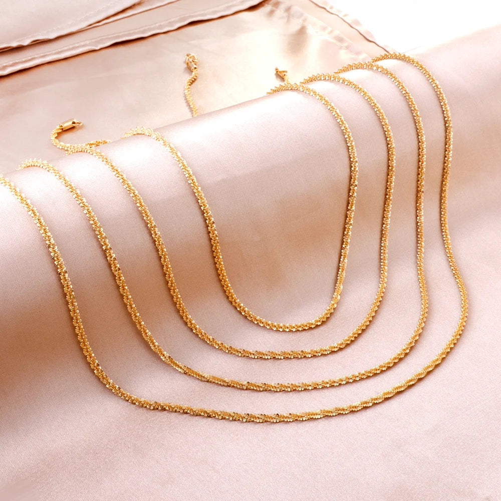 LUXUKISSKIDS 10PCS Shiny Solid Chains Elegant Necklaces for Woman Sparkling Cauliflower Clavicle Choker Simple Wholesale Jewelry