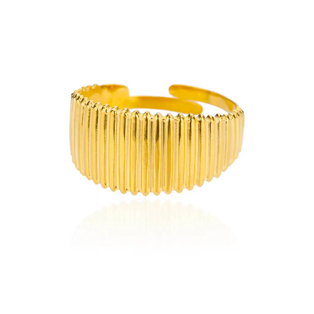 Irregular Square Zircon Ring For Women Stainless Steel Gold Plated Opening Ring Wedding Party Fashion Jewerly Gift Free Shipping