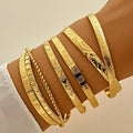 7Pcs Fashion Pattern Metal Cuff Bracelet Set For Women Elegant Gold Silver Color Open Bangle Female Trendy Party Jewelry