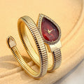 Elegant Ladies' Water - Drop Headed Watch with Snake - shaped Band