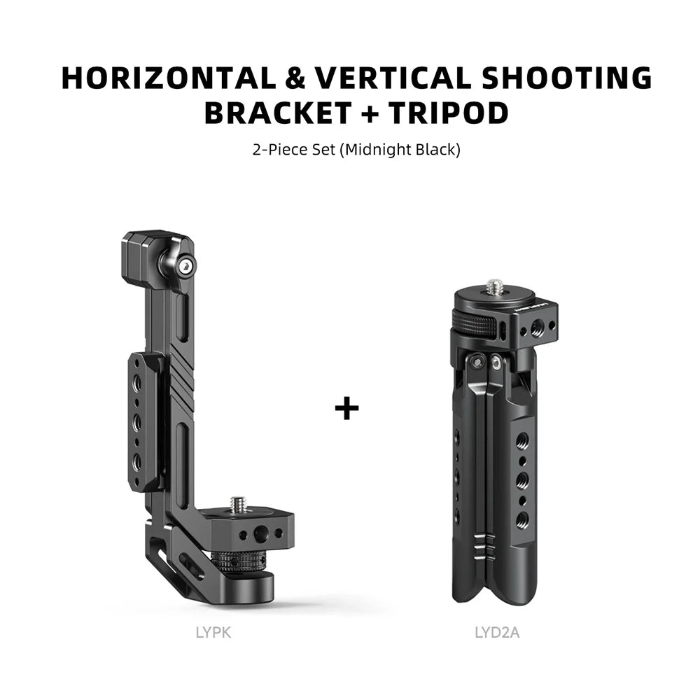 LEAPLIGHT Aluminum Mini Tripod for DJI Osmo Pocket 3/4/4P/360LunaUltra Camera Tripod Handheld Grip w 360° BallHead+Phone Stand