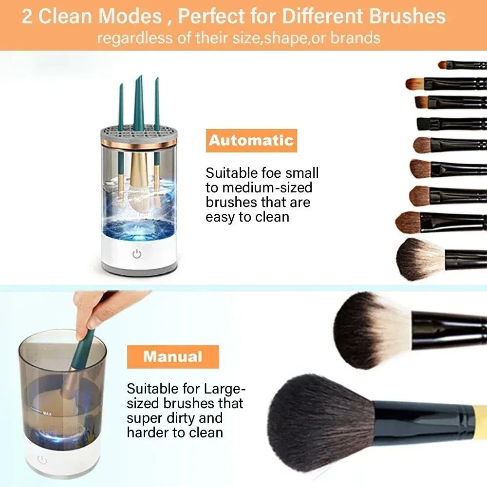 Portable USB Plug Electric Makeup Brush Cleaner Quick Cleaning Machine with Rubber Collar for Cleaning Makeup Brushes