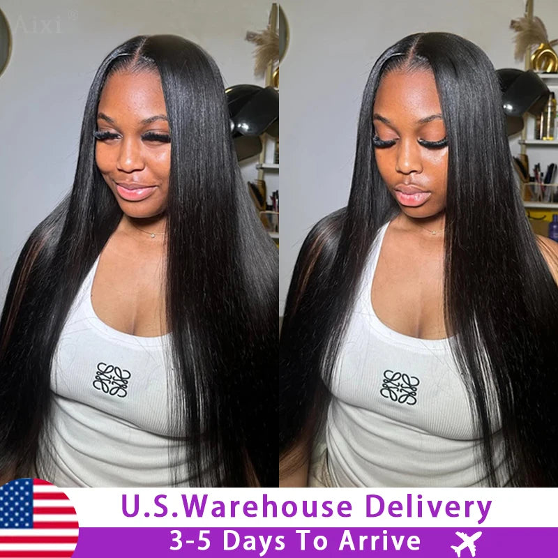13x4 13x6 Bone Straight  Lace Front Human Hair Wig 30 38 Inch Transparent Lace Frontal Wig Human Hair Pre Plucked For Women