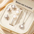 5pcs Temperament Simple Chain Imitation Pearl Pendant Necklace Earring Bracelet Ring, Wedding Travel Jewelry Set Accessory Gift
