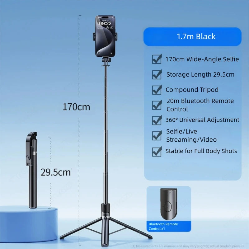 Ultra Long 1700mm Selfie Stick with Bluetooth Remote Portable Phone Holder And Fill Light Tripod Stand for Live Broadcasts