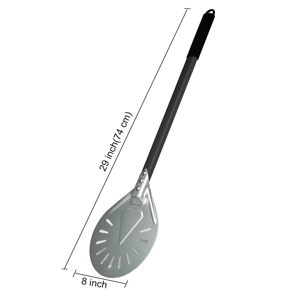 PizzAtHome Long Handle 7/ 8/ 9 Inch Perforated Pizza Turning Peel Pizza Shovel Aluminum Pizza Peel Paddle Small Pizza Tool