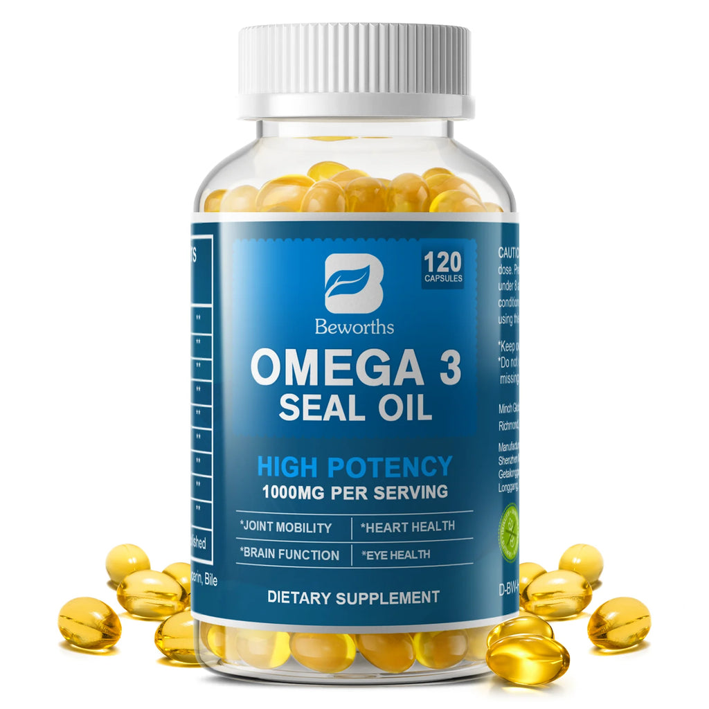BEWORTHS Seal Oil Capsules Rich in Omega-3, DHA, EPA, DPA Support Immunity, Blood Vessels, and Brain Health Good for Old Men