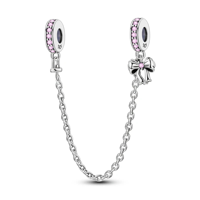 Pink Charms Original 925 Sterling Silver Heart Bow Perfume Bottle Charms Beads Pendants Fit Bracelet DIY Women Jewelry Making