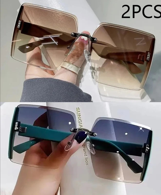 Fashion Gradient Frameless Women's High-end Sense Of Sunglasses