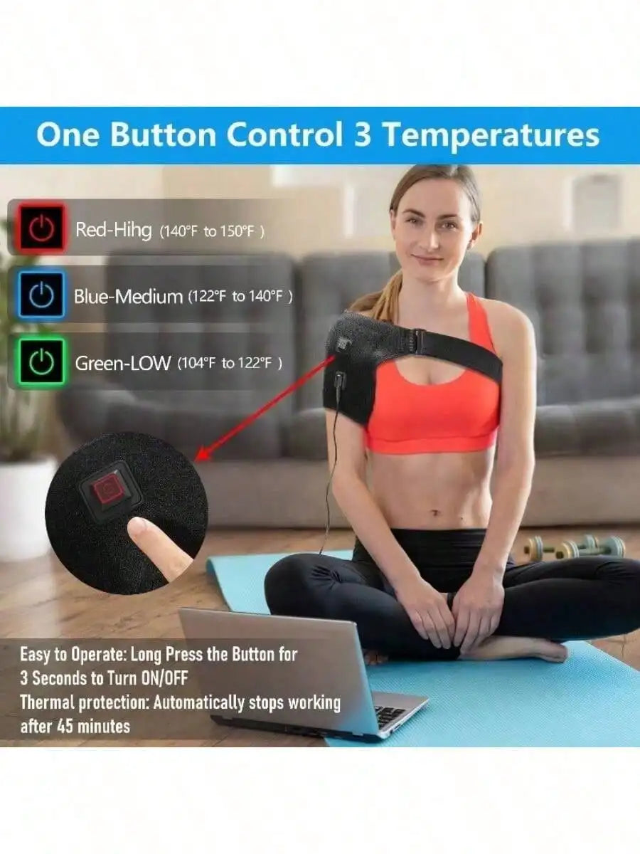 2026 Heated Shoulder Massager with 3 Intensity Levels, Wearable Heating Pad for Neck and Back Relaxation.