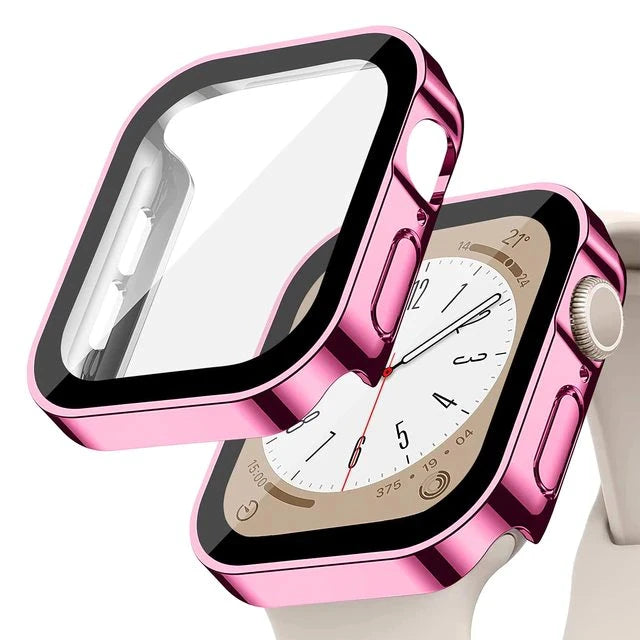 Glass+Case For Apple Watch 7 8 45mm 41mm 49mm 44mm 40mm straight edge Screen Protector Cover Case iWatch 5 SE 6 7 8 9 Ultra 49mm