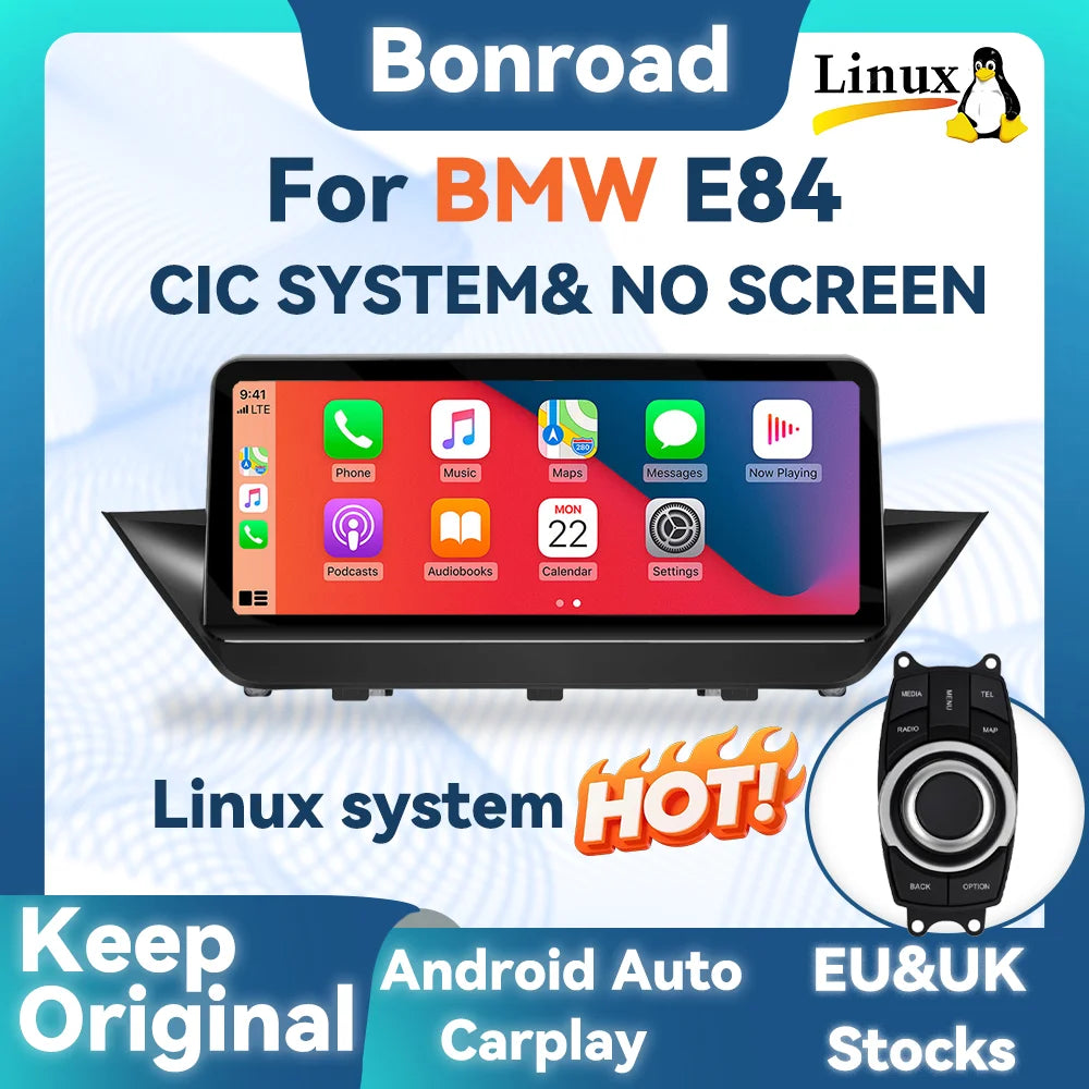 BONROAD 10.25 ‘’ 1920*720 Wireless CarPlay Android Auto Car Radio Monitor For BMW X1 E84 GPS Navigation Multimedia Display Touch Screen Mirroring Airplay Autolink