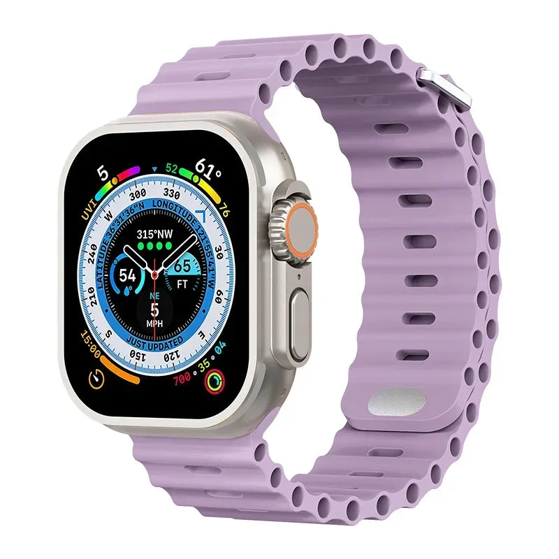 Ocean Strap for Apple Watch Ultra 3/2/1 11 10 46mm 9 8 7 49mm 45mm 41mm Silicone Band for 6 5 4 3 SE3 44mm 40mm 42mm Accessories