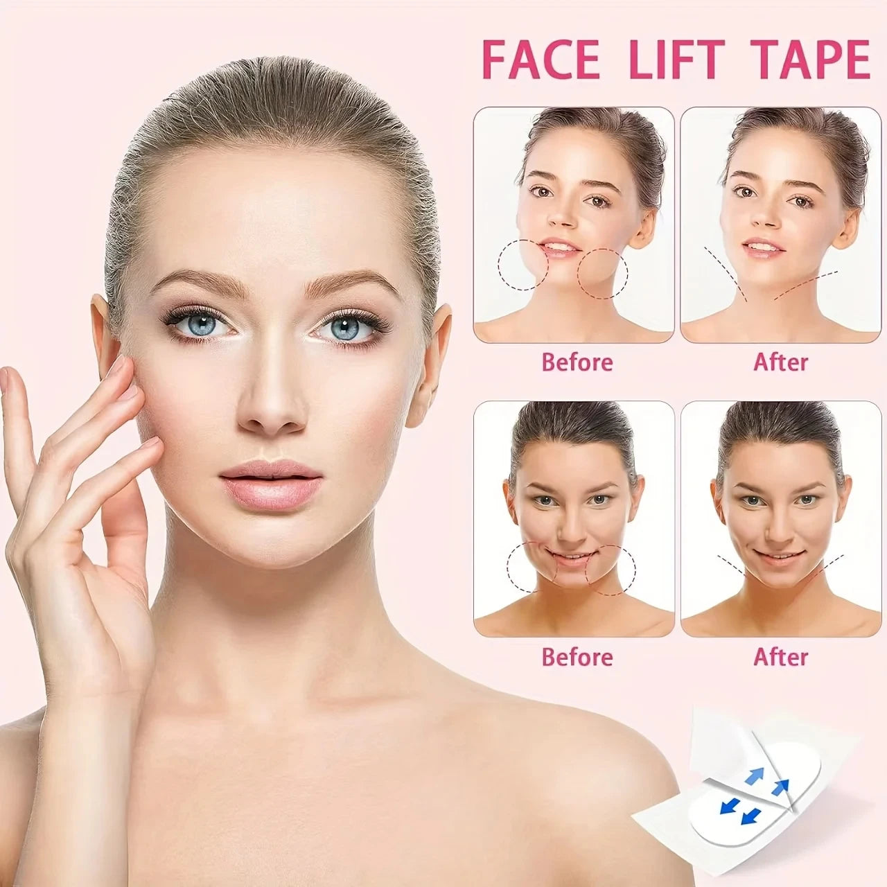 80Pcs Lifting Face Stickers Invisible Transparent Thin Face Patches Lift Tools V-Shape Face Wrinkle Sagging Skin Adhesive Tape