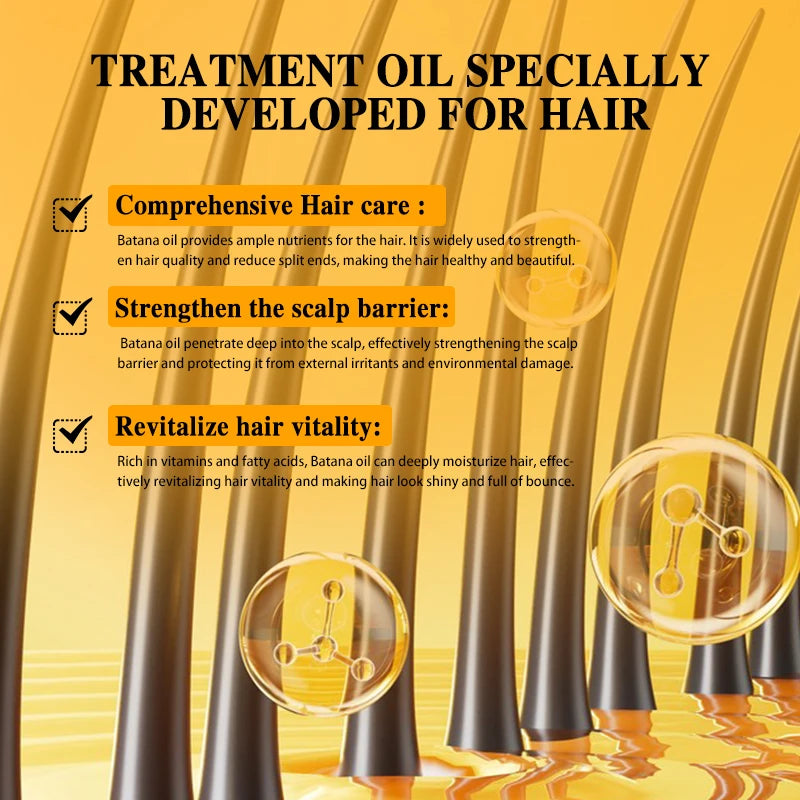 Batana Oil Hair Growth Kit Hair Strengthen Repair Split Ends Damage Increase Hair Thickness Smoothness Dense Hair Essential Oil
