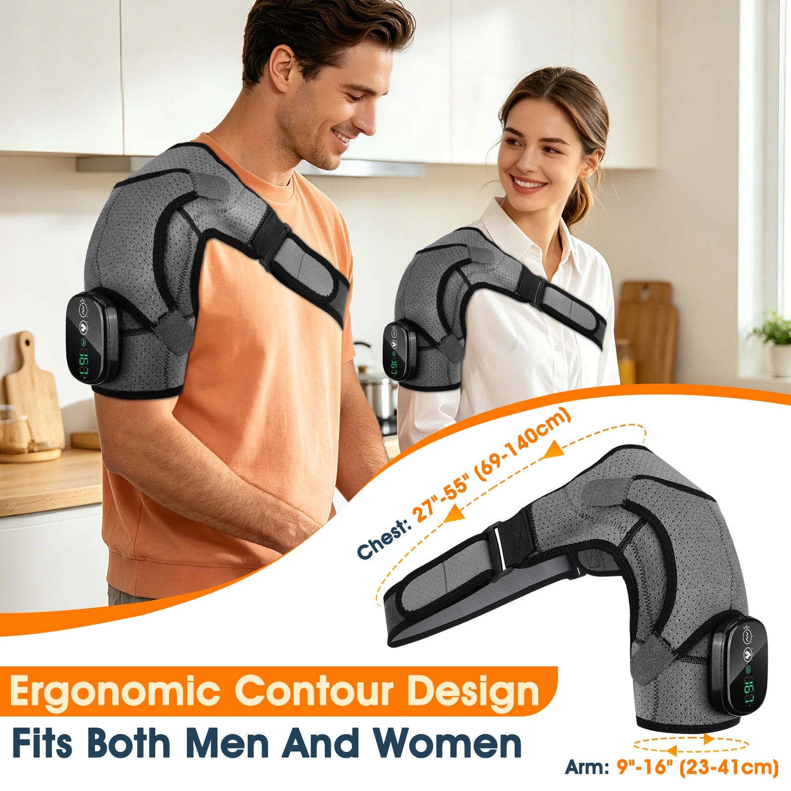 Electric Heating Shoulder Brace LED Display Vibration Shoulder Massage Support Belt Strap For Joint Brace Care Muscle Relaxation