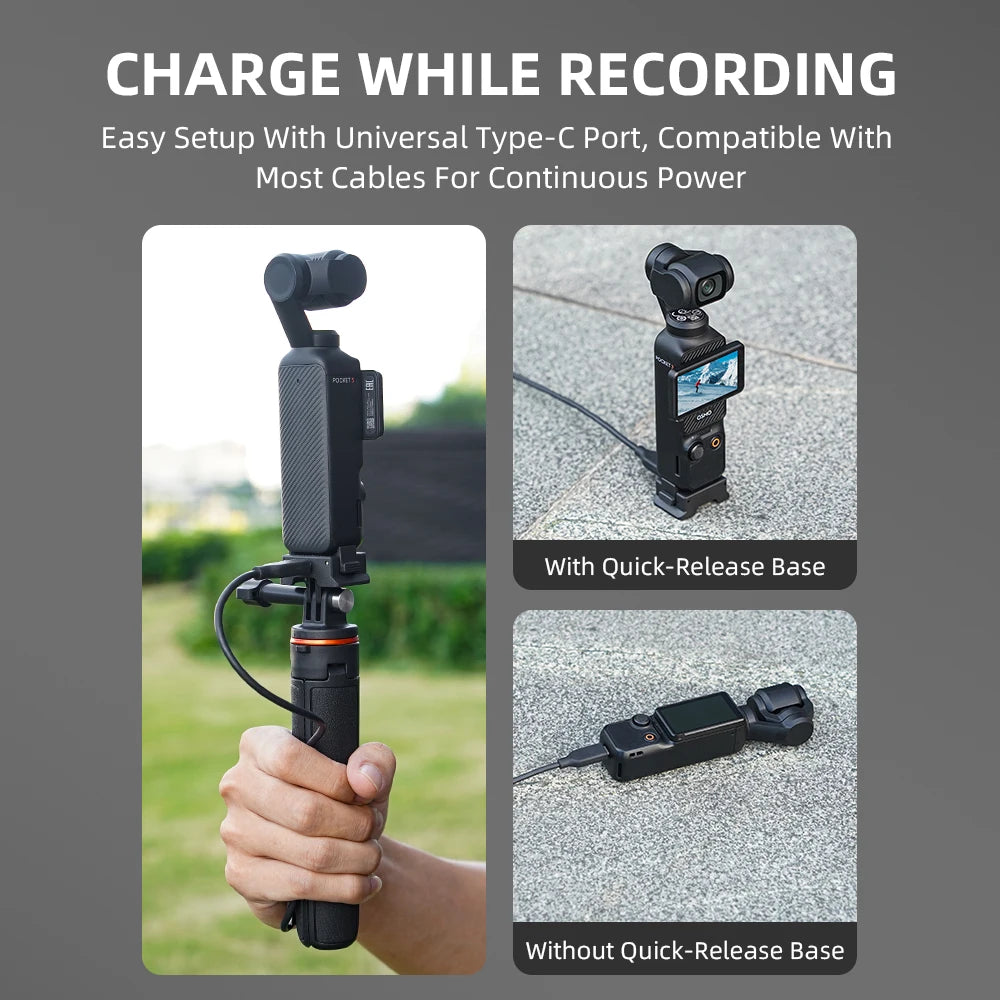 Flymile Charging Multi-function Quick-Release Mount, for DJI Osmo Pocket 3/4 Accessories,Portable Black Stand,Charging Base