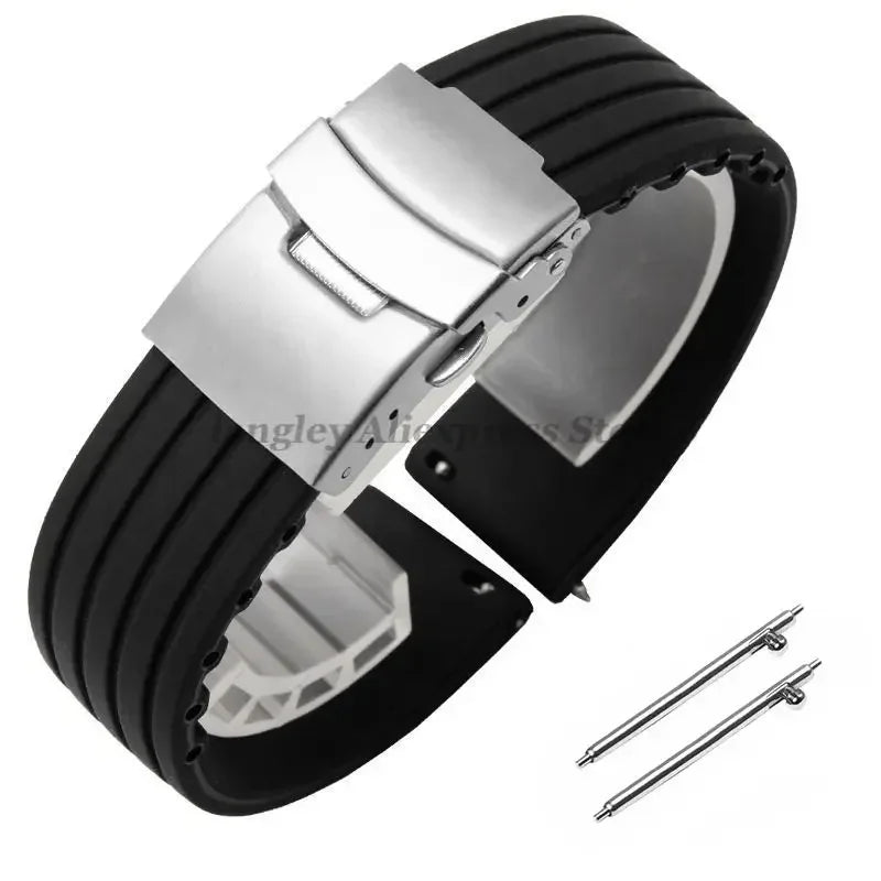 18mm 20mm 22mm 24mm Quick Release Silicone Watchband for Huawei Watch GT4/GT3 46mm for Seiko for Omega for Fossil Rubber Straps