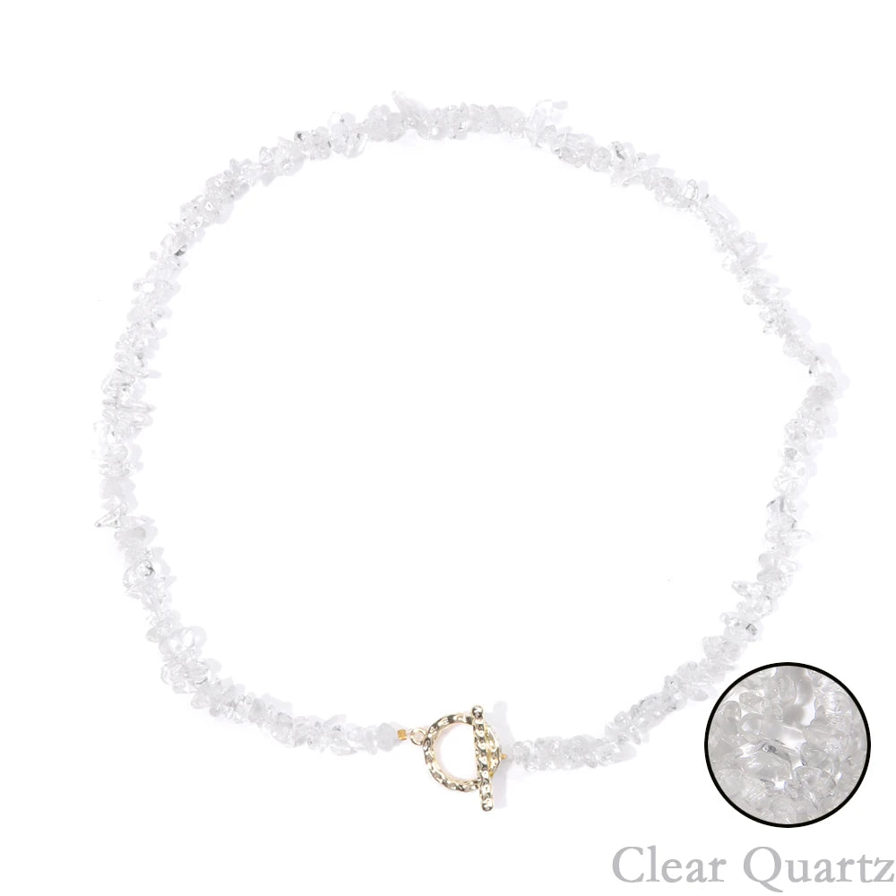 Healing Bohemian Gem Gravel Natural Semi-precious Stone Necklace Women's Fashion Necklace Jewelry Collares Para Mujer Female