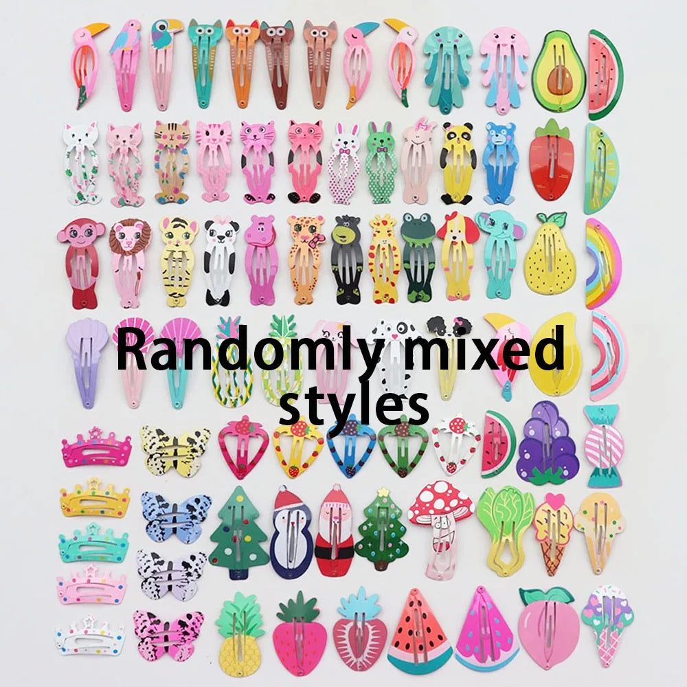 Korean Style Women Hair Accessories Cartoon BB Hair Clip Flower Hairclip Cute Headdress Print Alloy Hairpins for Girls