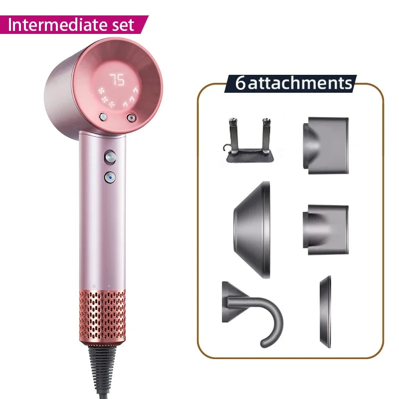Professional Hair Dryer High Speed Negative Ion 110000rpm Hair Dryer 1500W Professional Hair Care with LED Temperature Display