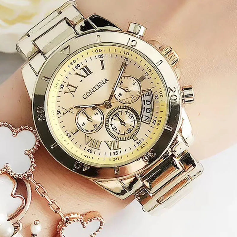 CONTENA Top Brand Luxury Watches for Women Fashion Creative Steel Bracelet Women's Watches Ladies Quartz Watch Reloj Mujer