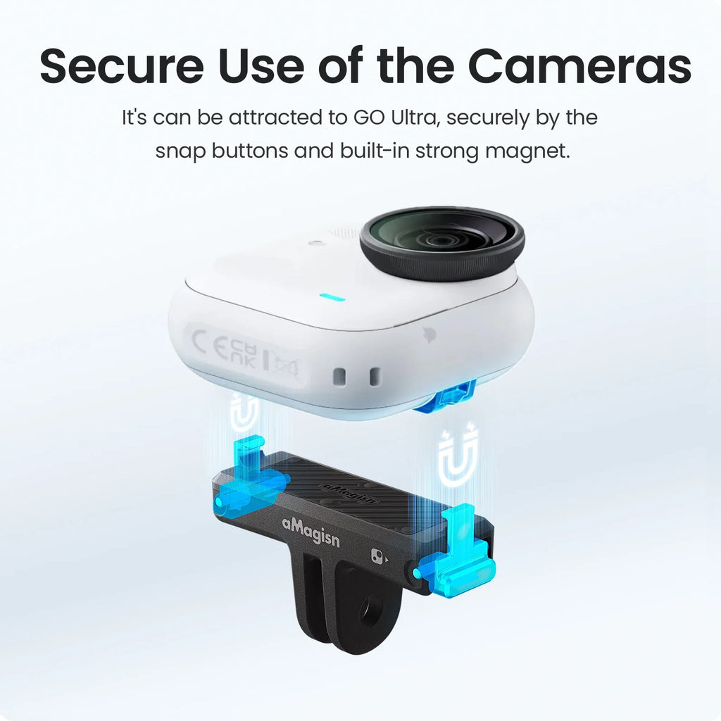 aMagisn Quick Release Mount for Insta360 Go Ultra, Plastic Magnetic Base with Stainless Steel Claws for Go Ultra Accessories