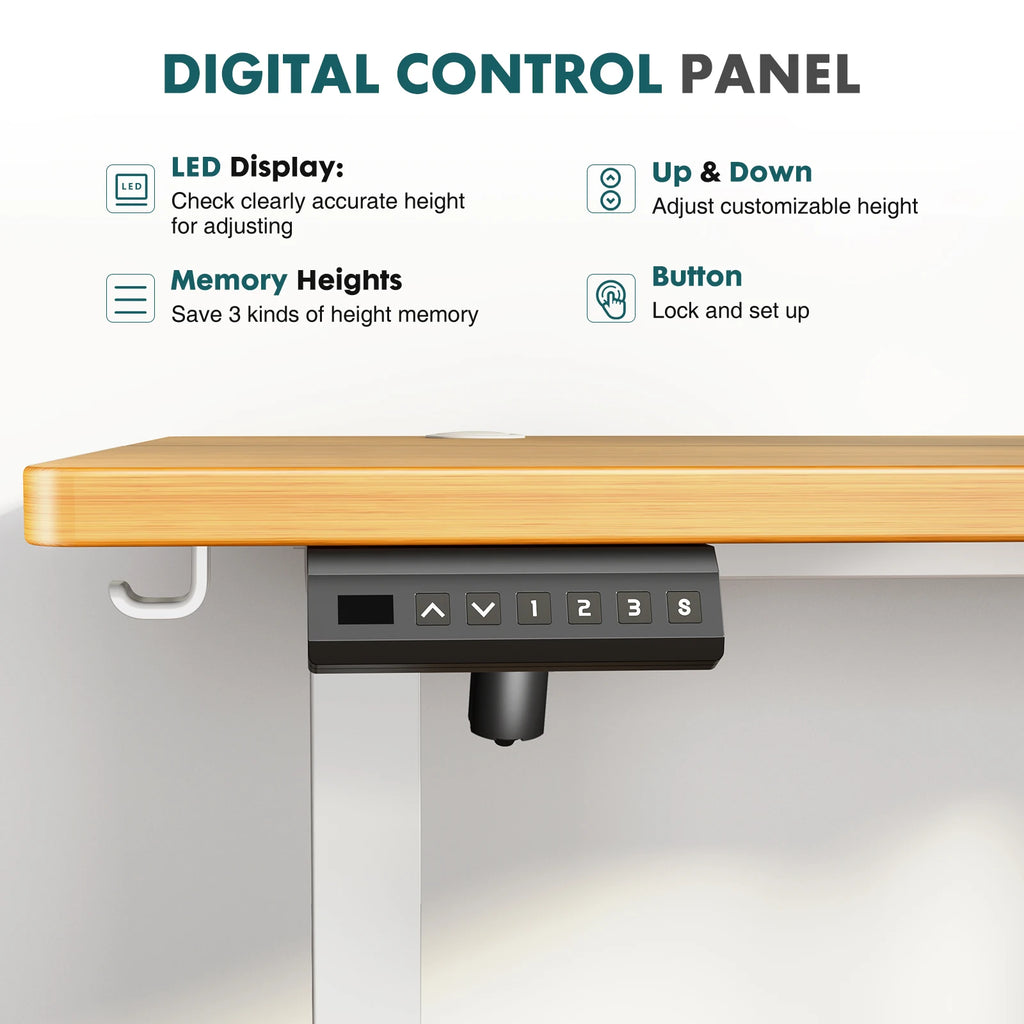 JHK Electric Adjustable Height Standing Computer Desk Ergonomic Sit Stand Up Down Computer Table Workstation For Home Office
