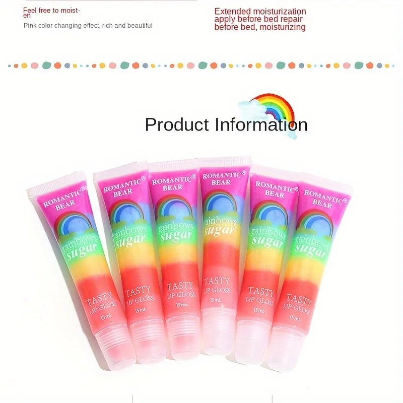 15pcs Rainbow Pearl Lip Gloss Glitter, Rainbow Jelly Lip Gloss, Sparkling Lips, Moisturizing Lip Skin, Keeping It Hydrated And N