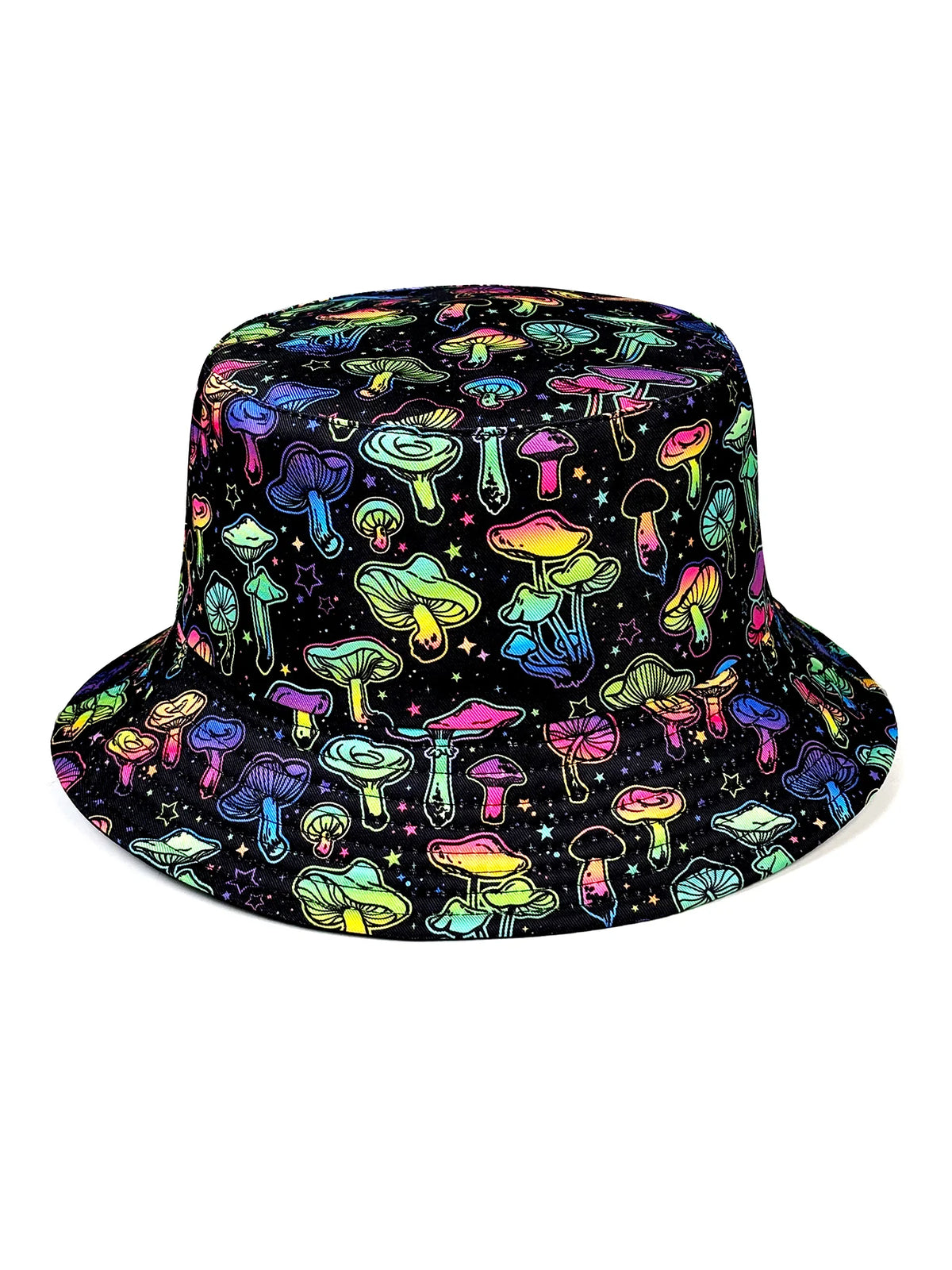 Dreamy Colorful Mushroom Bucket Hat, Reversible Sun Hat, Foldable Stylish Bucket Hat, All-Season Bucket Hat, Suitable for Outdoor Activities and Beach Adventures