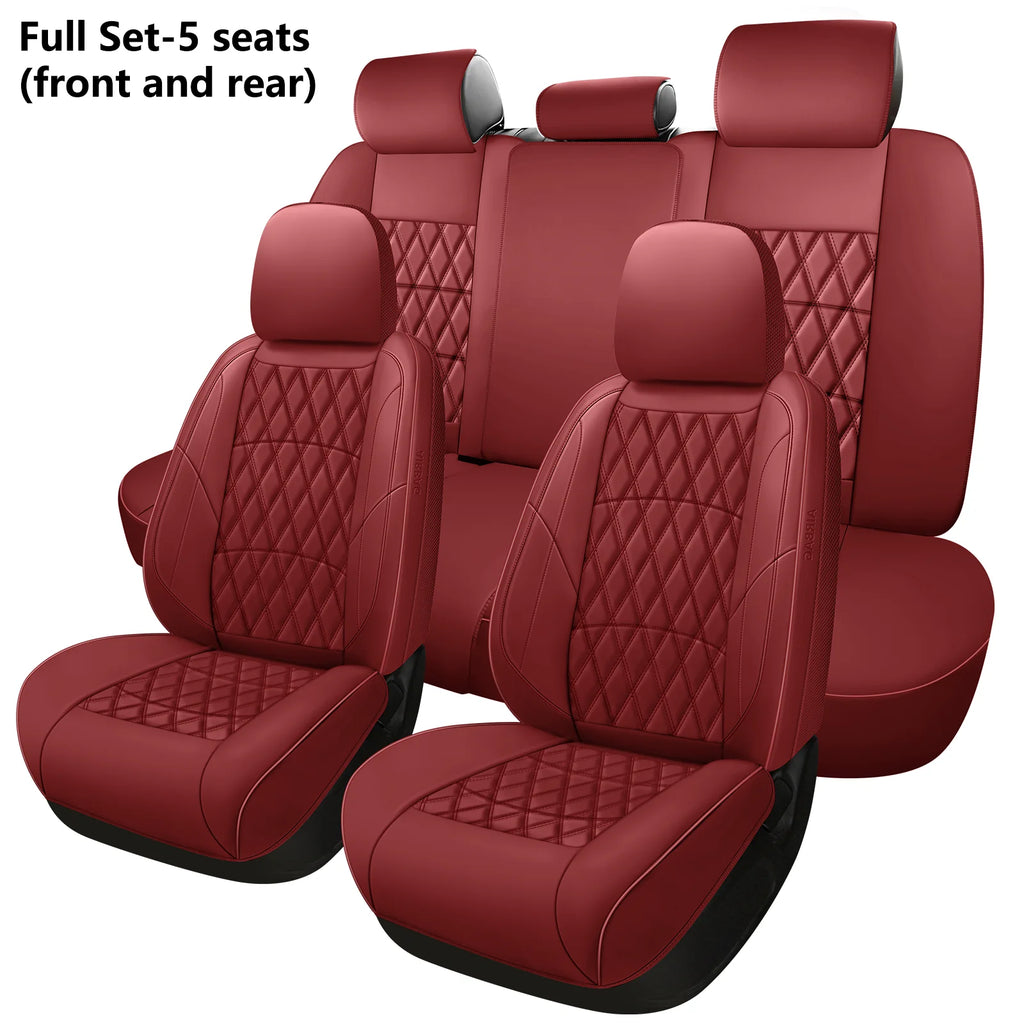 C03-Wine Red Five-Seat Car Seat Covers Universal Full Surround Car Seat Covers Fits 95% of Vehicle Models Car Accessories Driver's Seat Cover or Passenger Seat Cover All Season Universal Pad