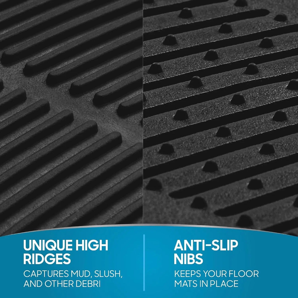 Floor Mats, 4-Piece All-Weather Car Mat with Universal Fit Design, Durable Rubber Car Floor Mats with Capture Ridges, Waterproof for Cars Trucks SUV (Black)