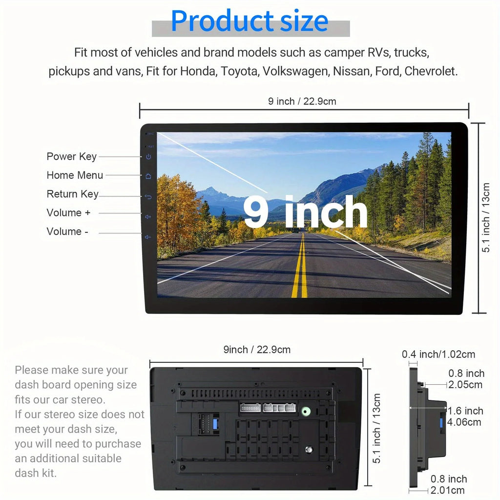 9" Android 13 Car Stereo with Wireless CarPlay & Android Auto, 64GB+4GB Double Din Navigation, 8-Core Processor, HD Touchscreen, Steering Wheel Control, WiFi/Wireless, Dash Cam Compatible, FM/MP3/RDS Radio Head Unit car acces