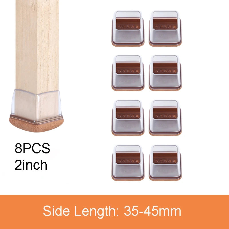 8PCS Thick Rubber Chair Leg Protector Covers Felt Bottom Furniture Pads Floor Protectors Caps to Reduce Noise And Prevent Scratc