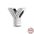 26 A-Z Alphabet Beads 925 Sterling Silver LOVE Letter Charm Fit Original Bangle Charms Bracelet CZ Zircon Bead Jewelry