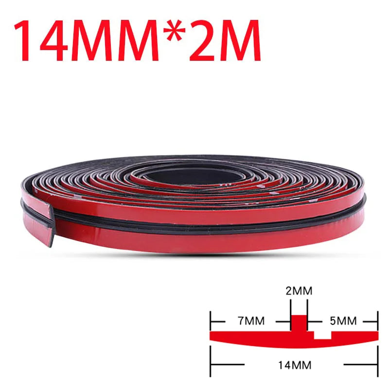 SEAMETAL 2/8M Car Rubber Seal Strips Auto Windshield Roof Rubber Sealing Strip Noise Insulation Car Accessories 14/19/27/30/35mm