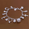925 Sterling Silver Hot Sale Valentine Gift Charm  Color Jewelry Fashion Bracelets Cute Women Lady Wedding Charms