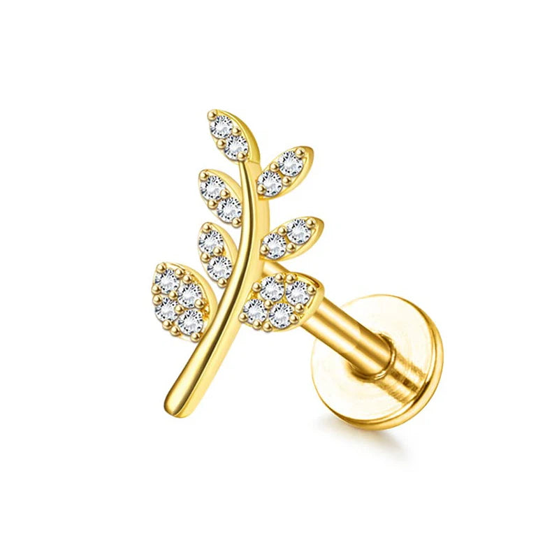 Drperfect 16G Cartilage Earrings Stud for Women Stainless Steel Flat Back Butterfly Moon Flower Helix Tragus Piercing Jewelry