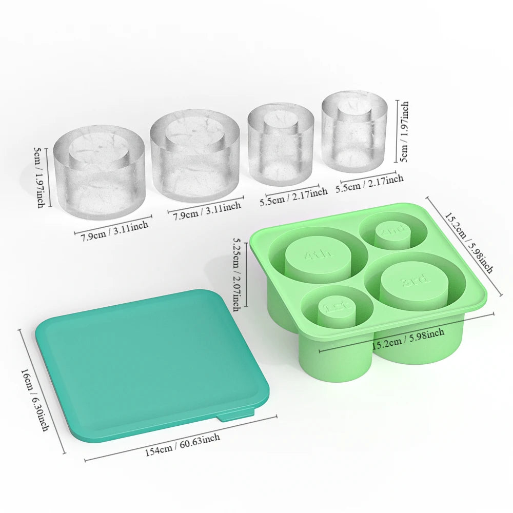 Ice Cube Mold for Stanley Cup Tumbler 20oz 30oz 40oz,Silicone Cylinder Ice Cube Tray with Lid,Ice Mold Keep Drinks Chilled