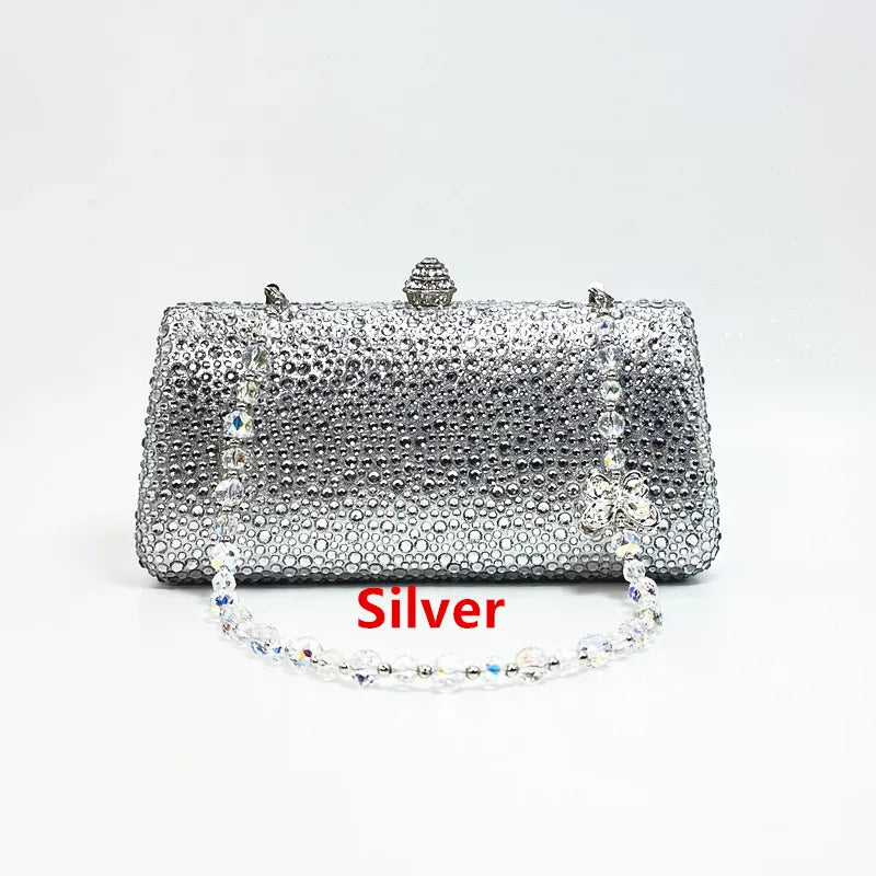 XIYUAN Orange Crystal Evening Clutch Bag Glittering Diamond Crossbody Purse Wedding Bridal Handbag Gorgeous Stones Party Purses