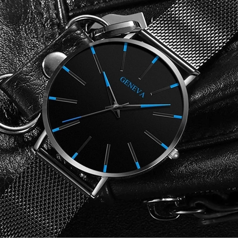 Minimalist Mens Fashion Ultra Thin Watches Simple Men Business Mesh Belt Quartz Wrist Watch Relogio Masculino