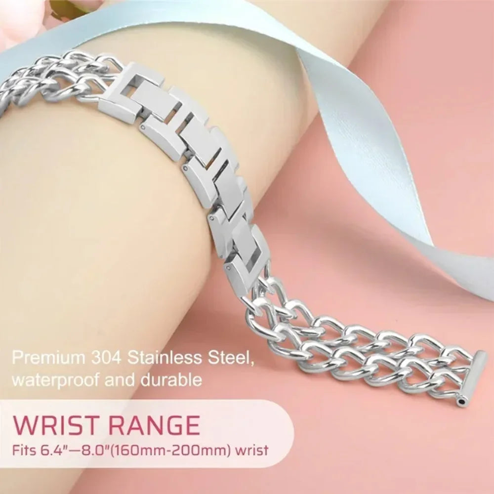 Dual Chain Stainless Steel Metal Strap 20mm 22mm for Redmi Watch 5 Lite Active Xiaomi Watch S4 Replacement Band Adjustable Men