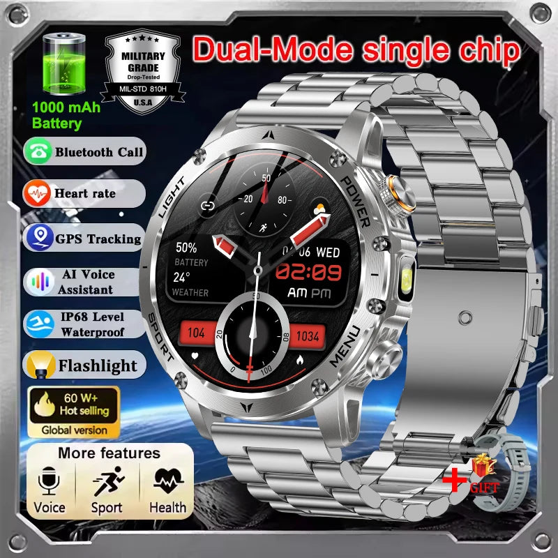 New T-Rex 3 Ultra Military Grade 1000mAh Battery Smart Watch Men IP68 Waterproof Sports Fitness Bluetooth Call AMOLED Smartwatch
