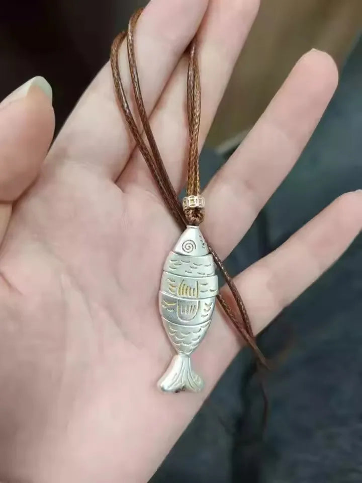 Vintage Fish Spiral Vortex Pendant Long Adjustable Leather Cord Necklace For Women Men Unisex Boho Charm 2026 New Trendy Jewelry