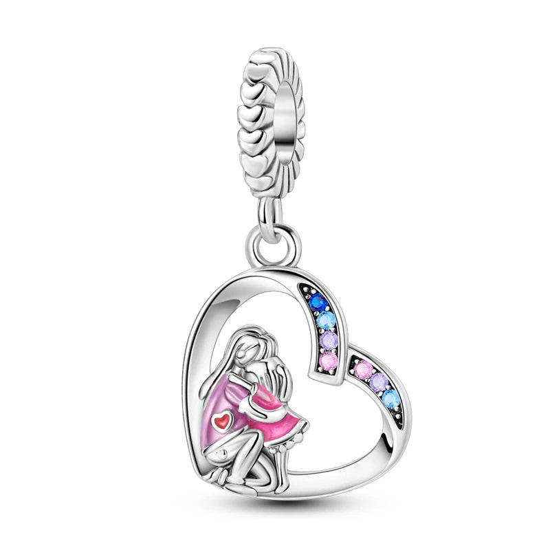 Charms Beads 925 Sterling Silver Tree of Life Peach Heart Sweet Love Charms Fit Pendants Bracelets Necklaces Women Jewelry Gift