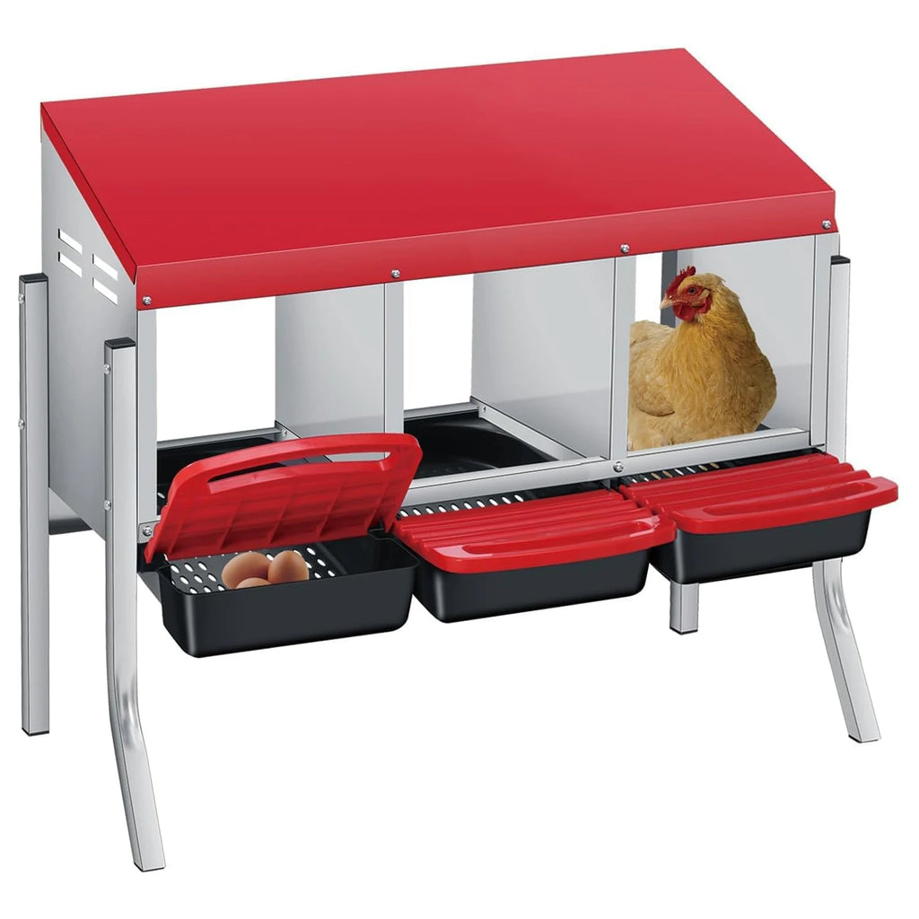 Multi-Compartment Metal Chicken Nesting Box Automatic Roll-Out Egg Collection Waterproof Steel Laying Box for Hens Ducks Rabbits
