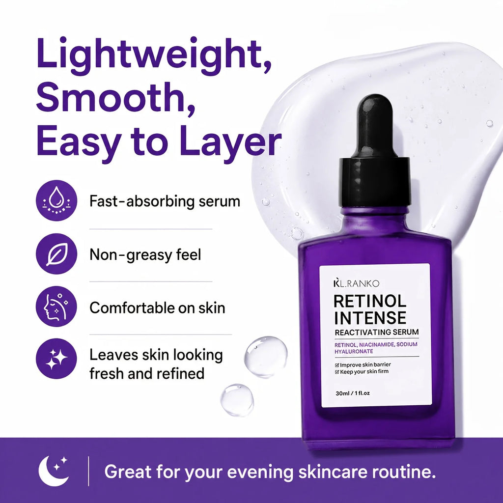 Retinol Intense Serum With Bakuchiol & Retinal | Bakuchiol Plumping Serum For Face Firming & Refining Skin Texture | Retinol Serum For Face, 1.01oz