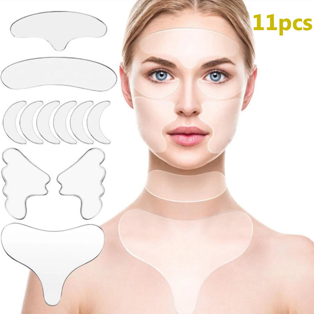5/11/16/18Pcs Reusable Silicone Face Patch Set Anti Wrinkle Patches For Face Neck Forehead Eye Cheek Chest Pads Beauty Tools