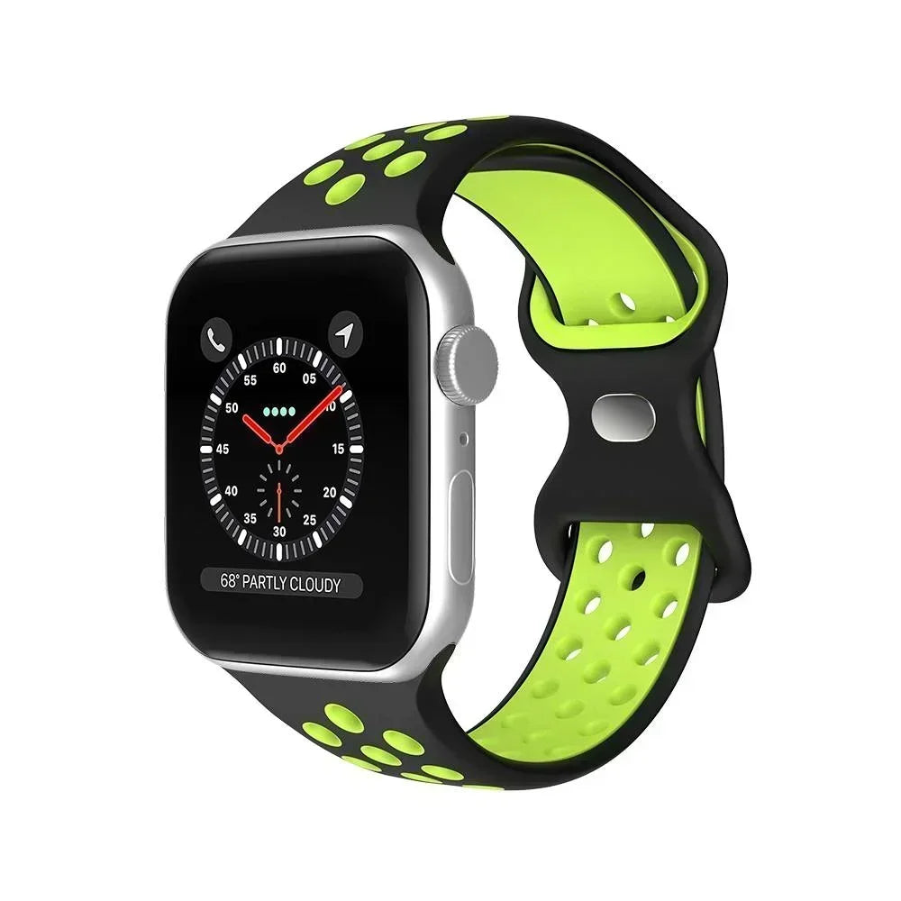 Original Silicone Strap For Apple Watch Band 49mm 44mm 45mm 40mm 42mm Breathable Correa for iWatch Series10 9 8 SE 7 6 Ultra