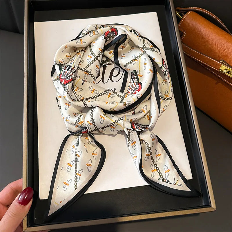 NEW Fashion Print Long Silk Scarf Graphic Ribbon For Women Soft Cozy Silk Scarf Versatile Neckerchief Length Luxury Headband
